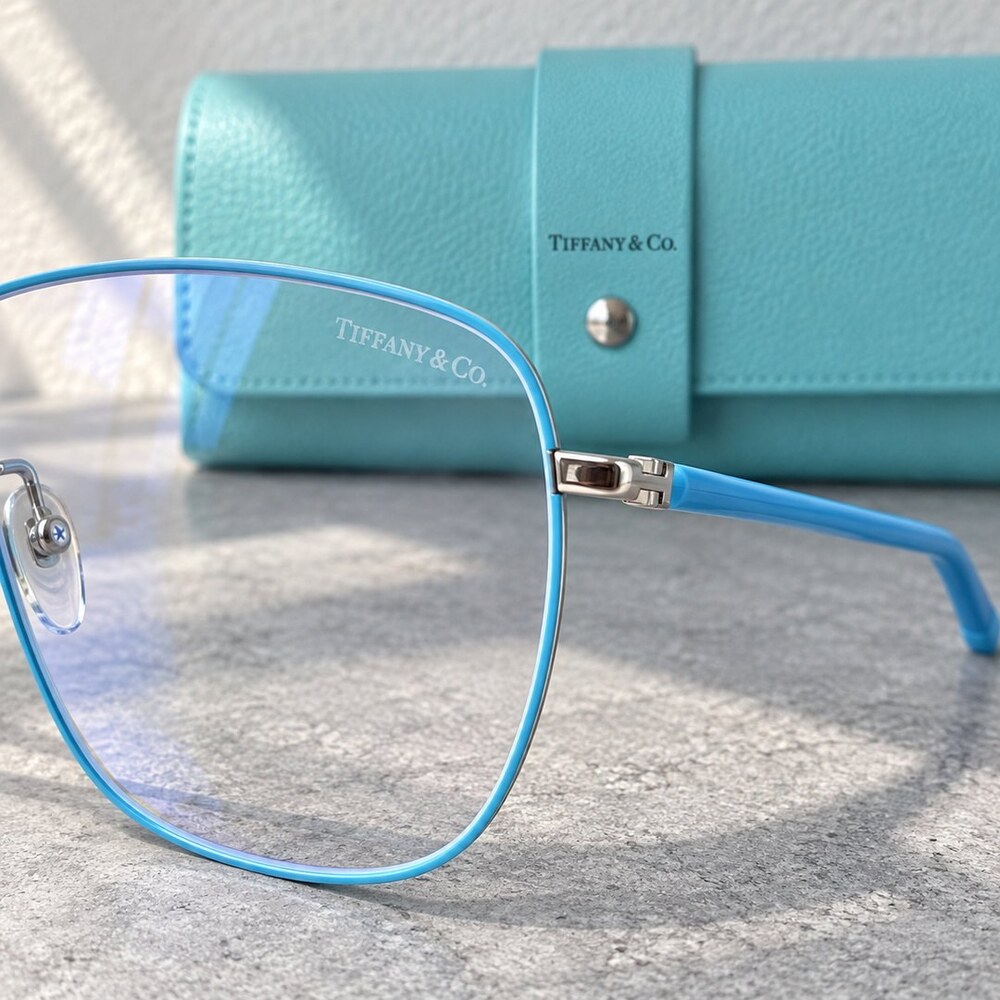 Tiffany Blue Square Optical Frames - Picture 4 of 6